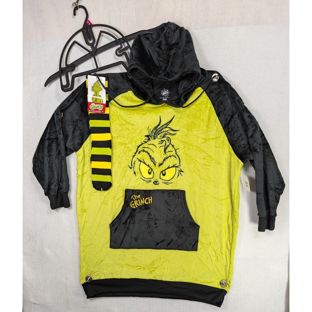 Dr. Seuss - The Grinch - Women’s - Sleep Hoodie Lounger + Socks Set - Size 2X